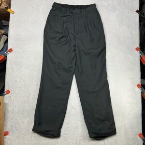 Vintage Bertucci Dress Pants Mens 32 Charcoal Gray Pinstripe Cuffed Hems - 30X31